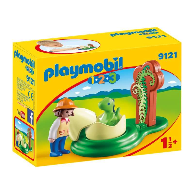 Playmobil 1 2 3 especial para los menores de 3 años sin piezas pequeñas Contiene 1 huevo con un dinosaurio bebé y una figura 
