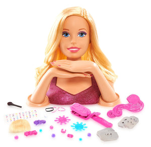 Barbie Cabeza Busto para Peinar, maquillar y Decorar sus uñas Giochi Preziosi BAR17000 Riza y colorea su pelo con accesorios