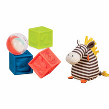 Cargar imagen en el visor de la galería, Baby Play Set Wee. conjunto de 7 juguetes sensoriales para el bebé de diferentes materiales.
