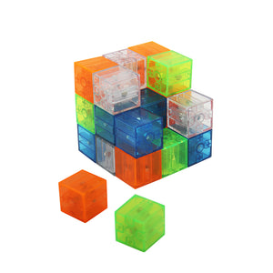 Imanix Juego de construcción CUBIX 50 piezas magnéticas Braintoys 350155 cubos traslúcidos para jugar en mesas de luz o sin