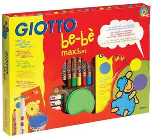 Giotto be-bè Súper Set está repleto de accesorios divertidos para pintar, jugar y modelar, especialmente diseñado para los más pequeños. Contiene: 6 súper lápices, 1 sacapuntas maxi, 8 súper rotuladores, 3 botes de súper pasta para jugar de 100g., un pack con 4 accesorios para modelar y un librito para colorear…