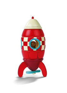 Cohete de madera rojo Janod para montar y desmontar Se une mediante imanes interiores la figura se introduce en el interior 