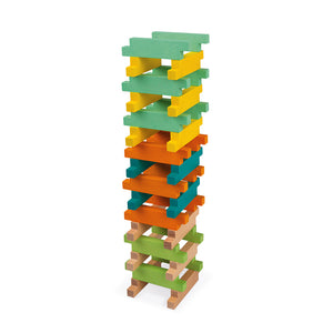 Janod Set de Construcción 60 piezas de Madera J08300 diferentes colores para hacer construcciones en plano o en relieve
