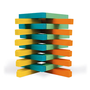 Janod Set de Construcción 60 piezas de Madera J08300 diferentes colores para hacer construcciones en plano o en relieve