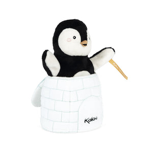 Marioneta Cu-Cú Pingüino Gabin Kaloo K963593 peluche para jugar a Cu-cú se esconde en su iglú y aparece para saludar al bebé
