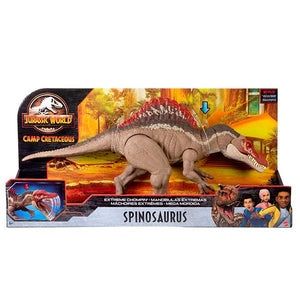 Jurassic World Spinosaurus Mega Mordida, Forma parte de las aventuras de Jurassic World reproduciendo las rivalidades y los combates definitivos entre dinosaurios!