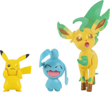 Cargar imagen en el visor de la galería, Pokémon Pack de 3 Battle Figure Pikachu, Wynaut, Leafeon Jazwares figuras de batalla 5 a 8 cm para luchar con las bolas