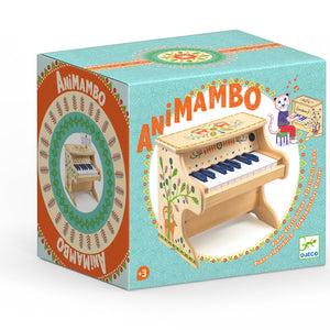piano Animambo, Piano de madera bellamente pintada. Diseñado para animar a los niños a tocar música y crecer a amar los diversos sonidos . Tiene 18 teclas. Incluye partituras que enseñan a tocar las canciones mediante colores y formas básicas. Sistema intuitivo para introducir a los pequeños en la música. Estupendo sonido.