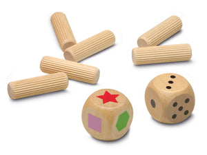 Súper Six es un juego de azar, de probabilidad y de reconocimiento de números o formas. Lanza el dado y deshazte de tus palitos. Todo hecho en madera. Se puede jugar por números o por formas y colores. Gana el que primero se deshace de los palitos. 