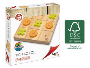 Tic Tac Toe,Se trata del clásico juego del 3 en linea. Hecho en madera con certificado ecológico FSC . Bonito diseño con fichas pintadas con pintura al agua. 