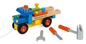Camión Arrastre Bricolaje - Janod,juguetes en 1: un juego de construcción con tuercas, placas y tornillos que habrá que montar para reconstruir un magnífico camión, y un juguete arrastrable