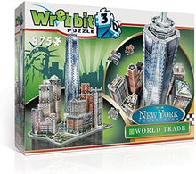 Cargar imagen en el visor de la galería,  Puzzle 3D del World Trade Center de Nueva York en grandes dimensiones. Consta de 875 piezas . Mide montado: 58,5 x 38 x 44 cm. 