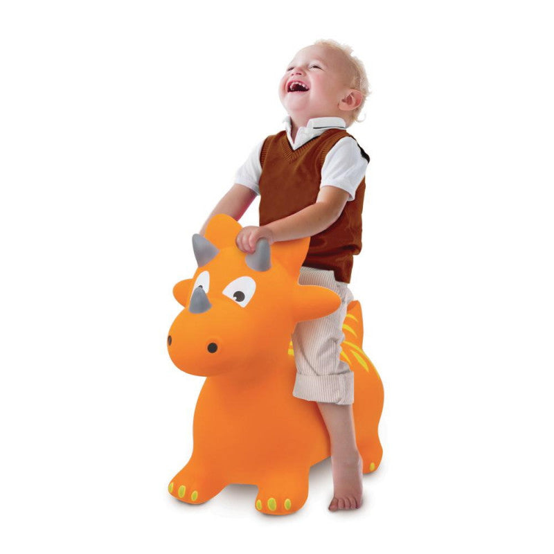 Dino saltarín Ludi 190023, dinosaurio hinchable naranja, Los niños se pueden montar encima y saltar a partir de 10 meses