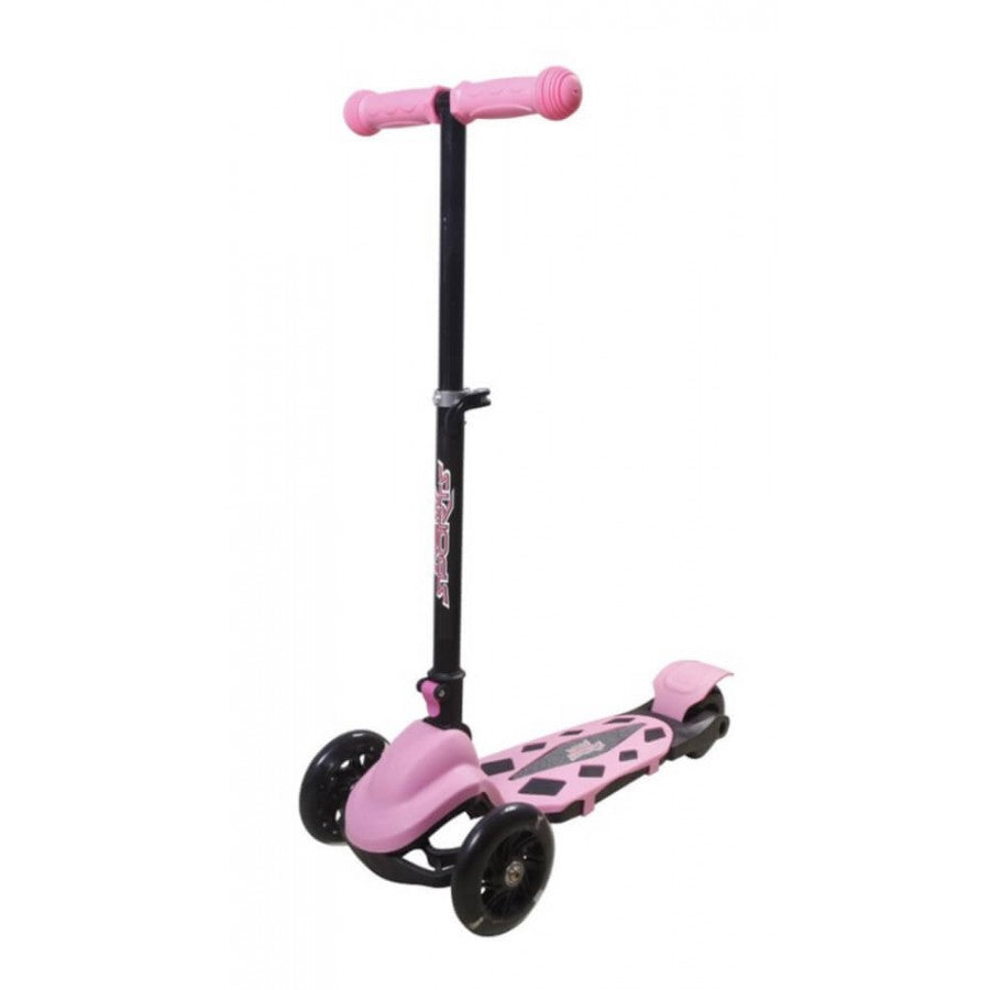 Patinete 3 ruedas rosa New Sports 73422019 Dos ruedas delante Freno en rueda trasera, plegable, regulable en altura  +3 años.