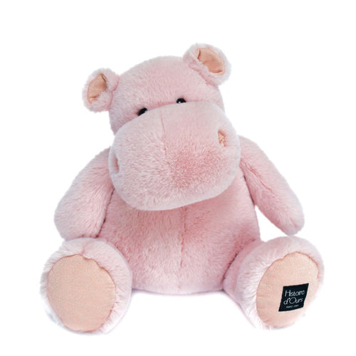Hippo Rosa Peluche 40 cm,Simpático y regordete hipopótamo de color rosa. Es de un rosa color pastel y detalles con purpurina en pies y orejas. Peluche de gran suavidad y calidad. 