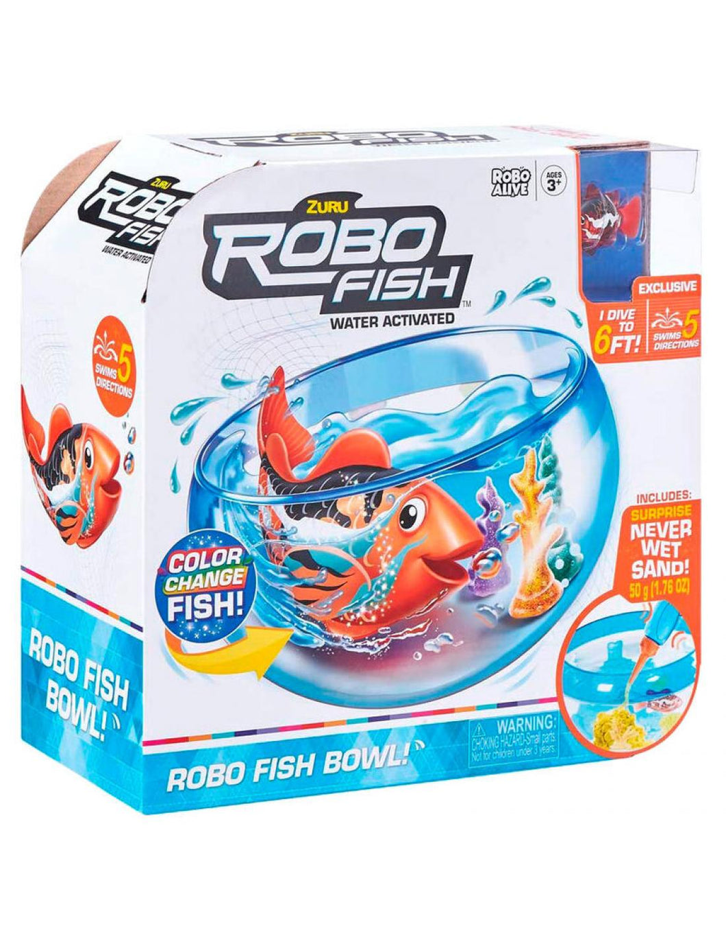 Robo Fish Pecera Bandai 7126 Pez robótico que se mueve en 5 direcciones En contacto con el agua cambia de color y nada