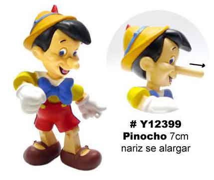 Figura de Pinocho de 7 cm , pintada a mano. Le crece la nariz.
