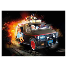Cargar imagen en el visor de la galería, Playmobil vehículo del Equipo A con un amplio equipamiento interior, así como los legendarios personajes Hannibal, B.A., Face y Murdock.